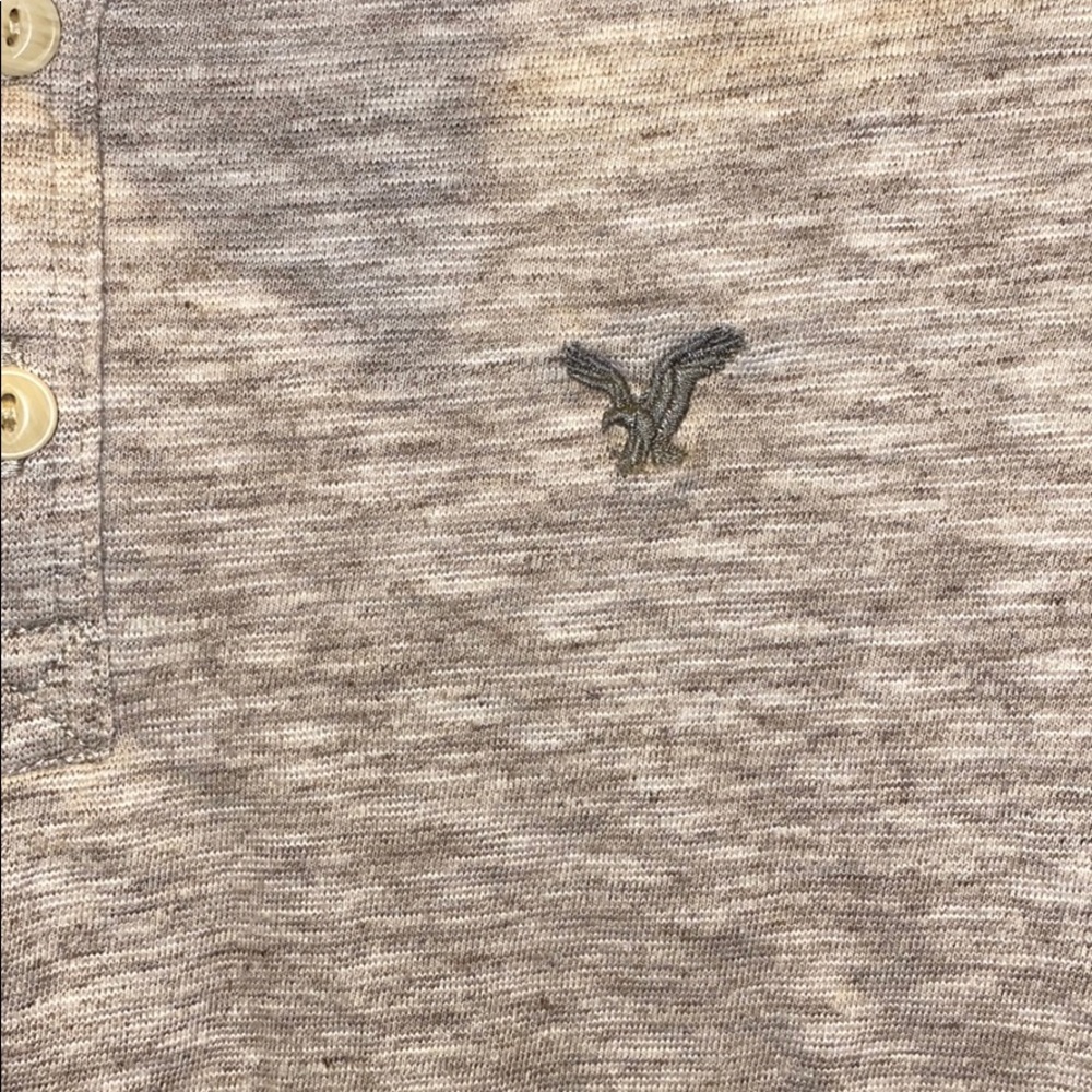 American Eagle 3 Button Shirt Tan Pattern Shirt - image 4